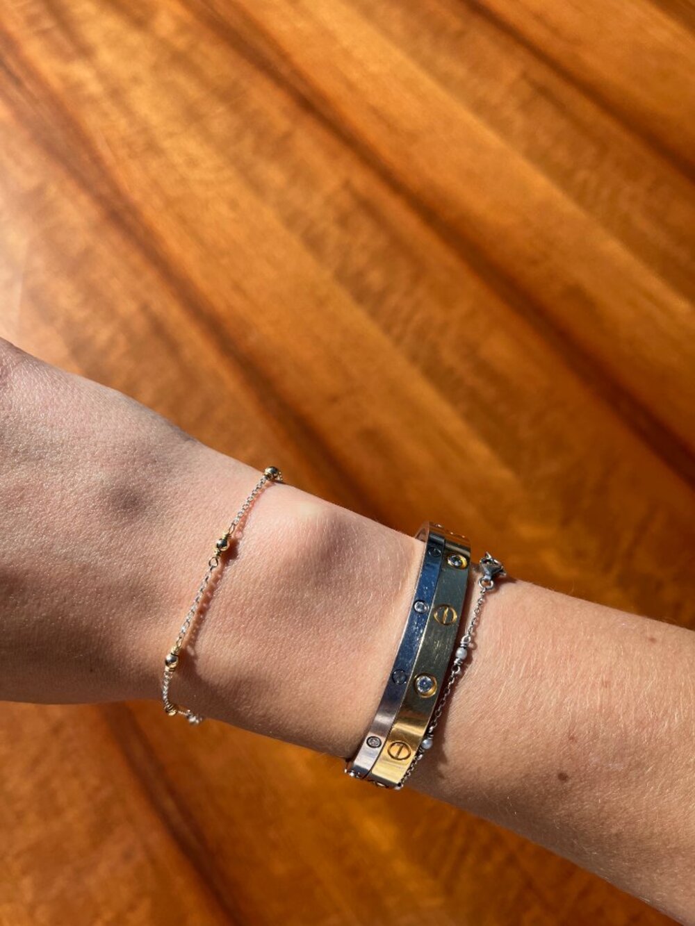 GEHATI Two-Tone Satellite Gold Bead Bracelet Sterling Silver